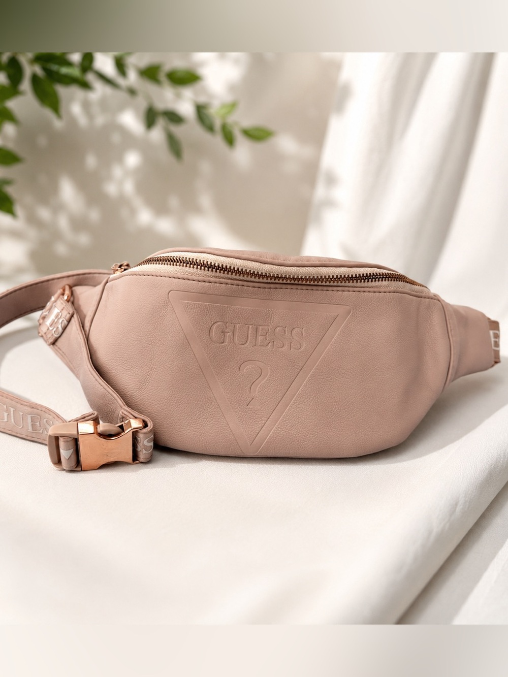 GUESS Pink Nude Faux Leather Belt Bag Fanny Pack Waist Bag Rose Gold HW